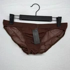 Todd Sanfield Brief underwear men's Medium Brown Leather Defiant Mesh Bikini NEW
