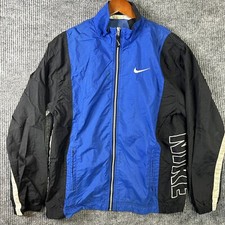 Vintage 90s Nike Windbreaker Mens Large Logo Swoosh Jacket Blue Black