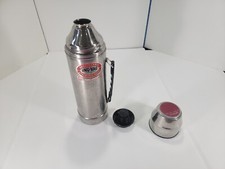 Vintage UNO-VAC Thermos Stainless Steel Unbreakable Made In USA with lid 12"