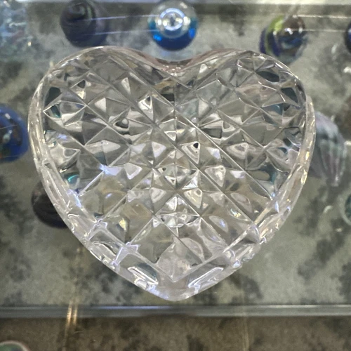 WATERFORD Crystal Heart Paperweight Vintage Made in Ireland