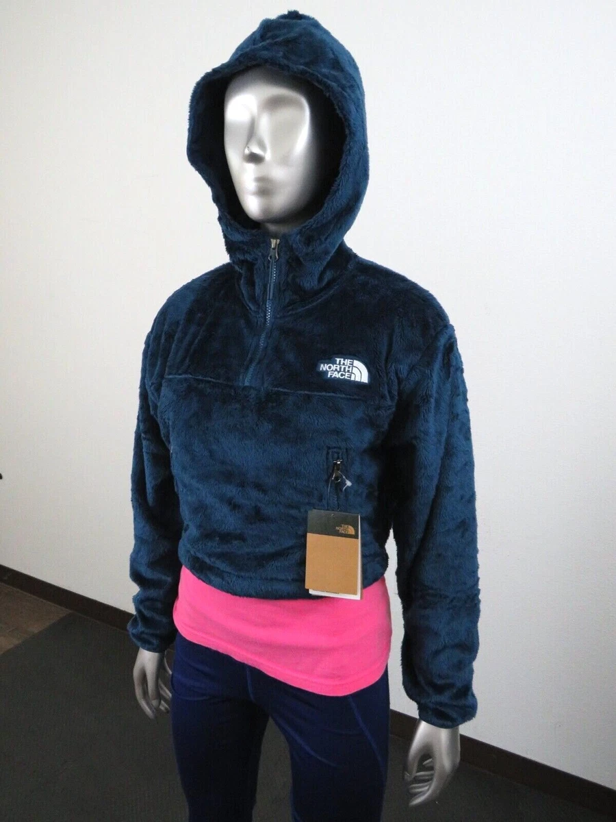 Womens The North Face Osito 1/4 Quarter Zip Crop Hoodie Fleece Hooded Jacket
