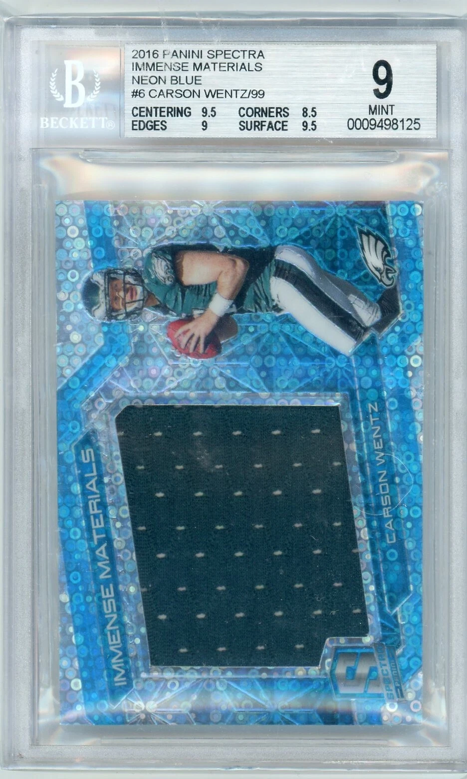 Carson Wentz Panini Spectra Immense Material #6 Neon Blue