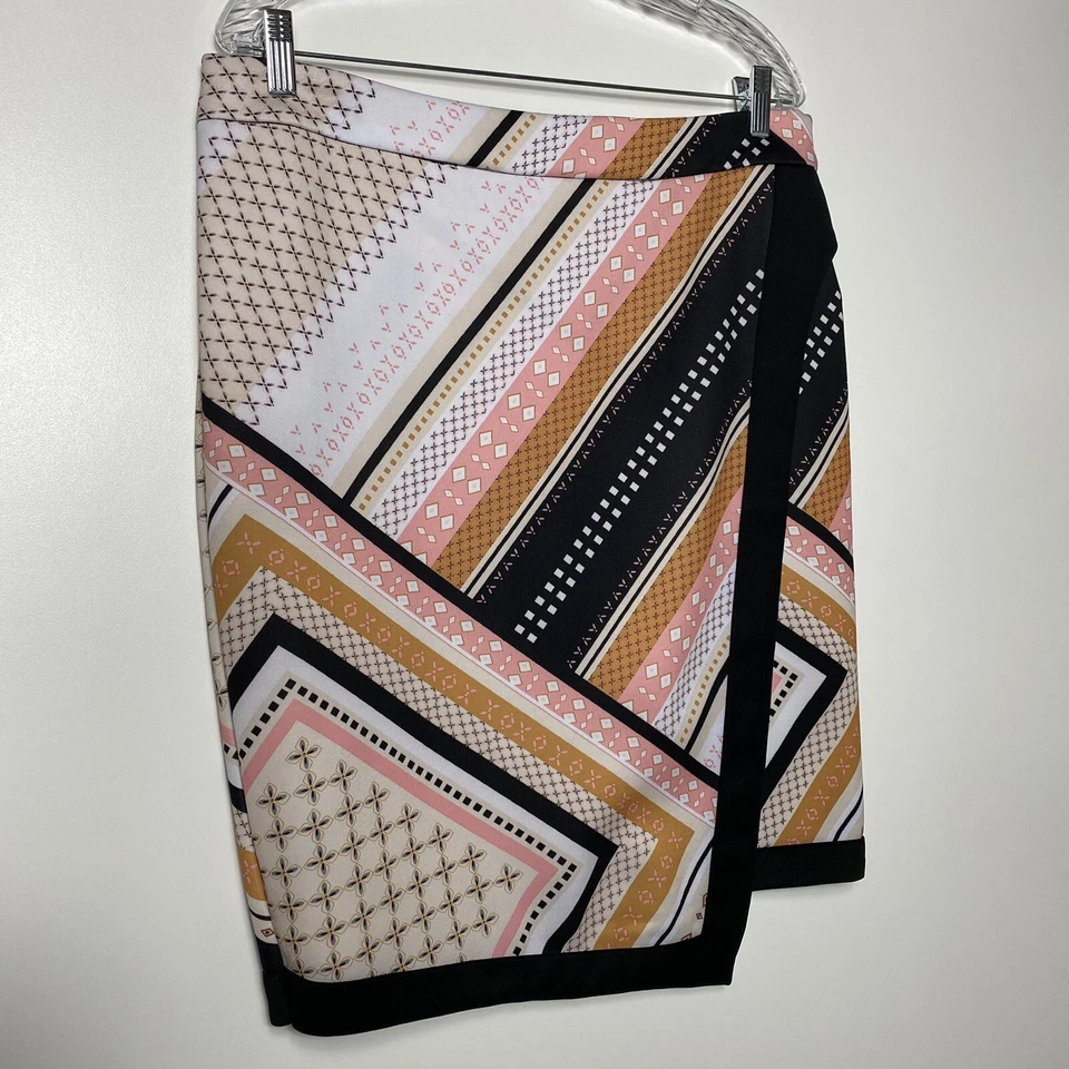 bar iii Mujer Líneas Geométricas Formas Estampado Imitación Abrigo Falda Talla XL Foto 3 de 4