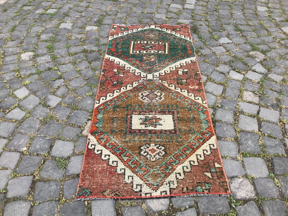 Alfombra antigua turca alfombra bohemia alfombra Oushak alfombra vintage alfombra de lana hecha a mano Foto 2 de 4