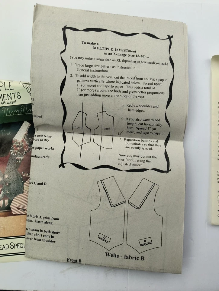 Homestead Specialties Multiple INVESTments Sewing Pattern HS102 S M L XL UNCUT - Image 4 of 4