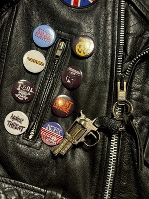 VTG 80s Sex Pistols Punk Rock Leather Jacket Studded Spiked