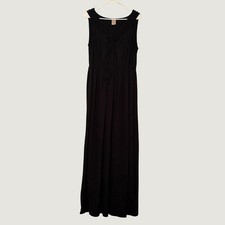 Faded Glory Womens XXL 20 Black Crochet V-Neck Sleeveless Maxi Dress