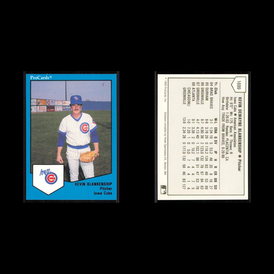 Kevin Blankenship #1699 1989 ProCards Minor League Team Sets Iowa Cubs Baseball - Image 3 of 3