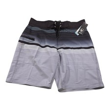 Burnside Men's Swim Shorts Grey Stripes Men's Drawstring Size 30