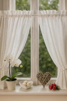 2 Vorhänge,Landhaus,Shabby, Maßanfertigung Gardine - Bild 1 von 4