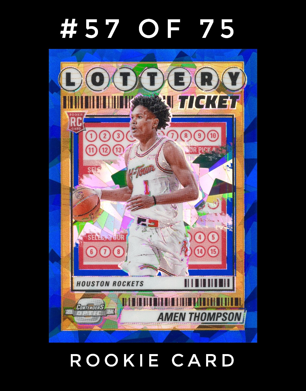 2023-24 Panini Contenders Optic Amen Thompson RC Lottery Ticket Blue /75