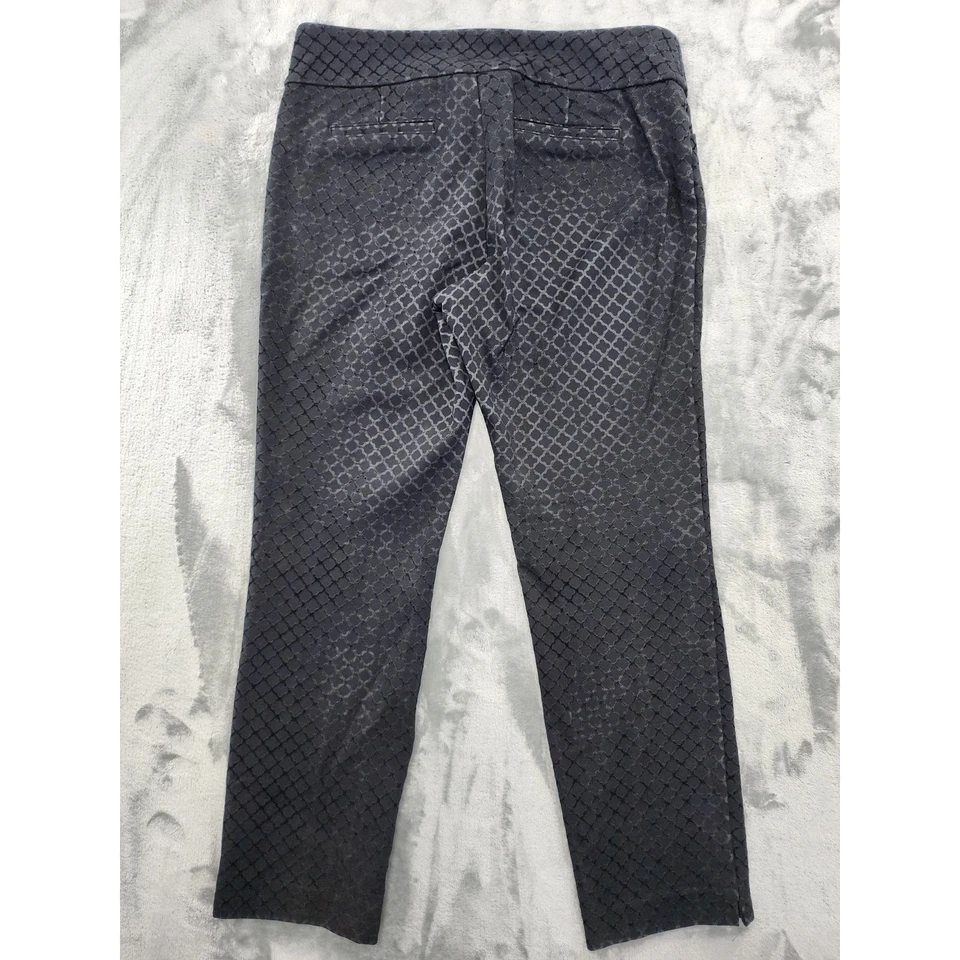 Pantalones Charter Club para mujer 8 negros de terciopelo jacquard tiro medio ajustados elásticos al tobillo Foto 2 de 4