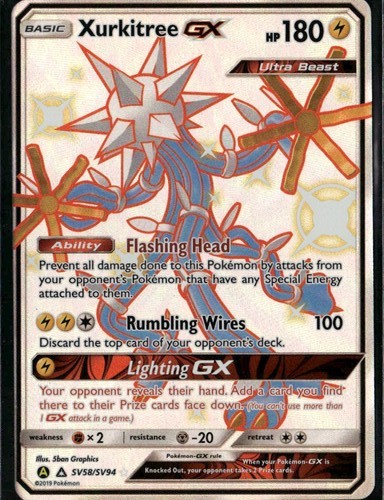 Xurkitree GX Shiny Holo Rare Hidden Fates Shiny Vault SV58/SV94 Lightning Pokemo