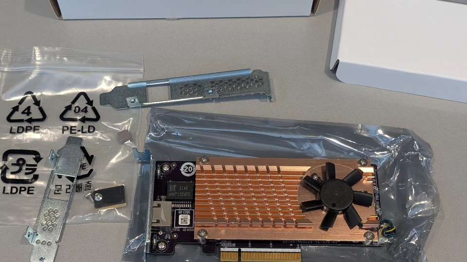 Qnap QM2-2P10G1TB Combo 10Gbe  Ethernet and dual m.2 SSD card - Image 2 of 3