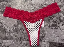 NWT FREDERICK'S OF HOLLYWOOD M POLKA DOT FLORAL LACE VINTAGE RARE THONG PANTIES