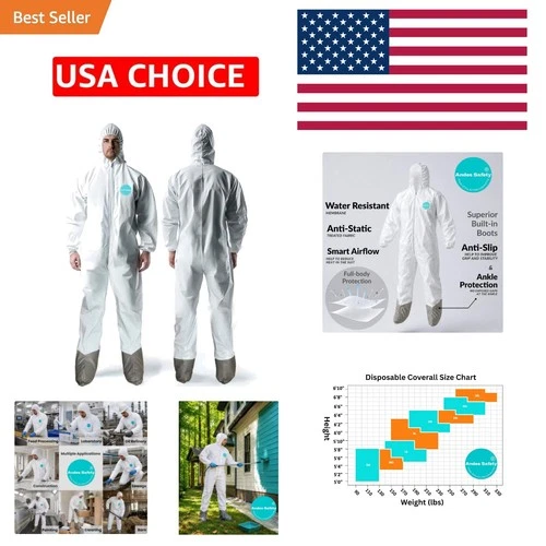 Andes Hazmat Suit with Boots, Paint Suit, Lab Coverall - product listing photo