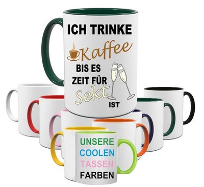 Kaffeetasse Ich trinke Kaffee bis es Zeit für Sekt ist bedruckte Tasse Geschenk