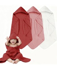 3-Pack Hooded Baby Towels for Newborn 100 Cotton Soft Babies Blanket and Bat...