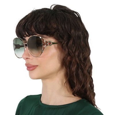 Gucci Green Gradient Oval Ladies Sunglasses GG0225S 003 63 GG0225S 003 63