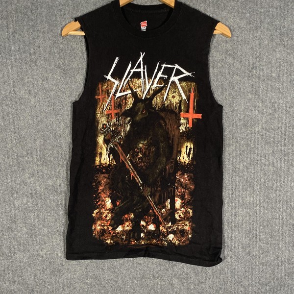 Slayer Tank Top Womens S Black Graphic Band Tee Tour 2018 Cutoff Hanes 5C