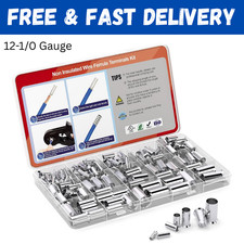 168 Pcs Wire Ferrules Kit 12-1/0 Gauge, Tinned Crimp Copper Ferrule Connectors
