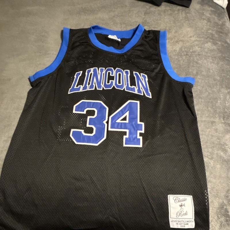 Classic Reels Lincoln Jesus Shuttlesworth #34 Basketball Jersey Black Blue
