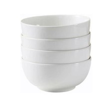Set of 4 Porcelain 600ml Bowls White Serving Bowls Microwave Dishwasher