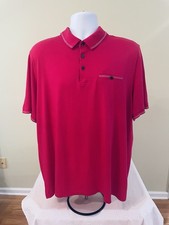 Ted Baker London Mens Bright Raspberry Red Polo Shirt size 7 3XL Cotton  Modal