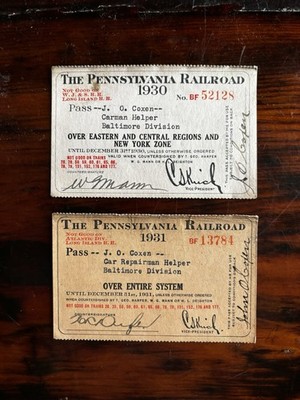Pennsylvania Railroad Employee Pass Ticket für die Jahre 1930 und 1931 Gesamtsystem