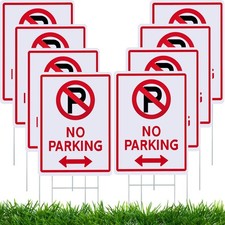 8 Pcs No Parking Signs with H Stake 14 x 10" Plastic Waterproof Double Sided ...