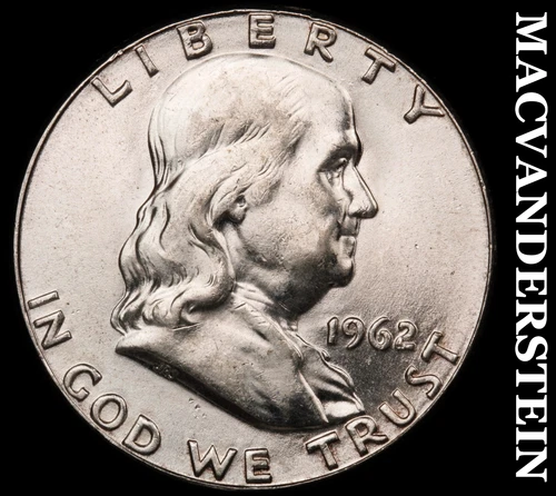 1962 Silver Franklin Half Dollar - Choice Gem Brilliant Unc+++  Lustrous  #i148