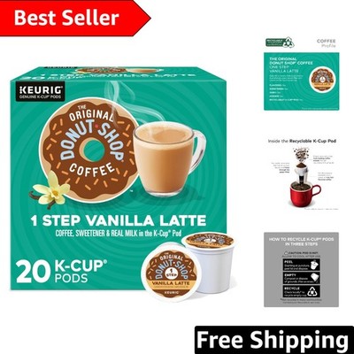 Vanilla Latte Flavored Coffee Pods, Kosher Certified - 20 Single-Serve K-Cups