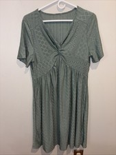 Shein Womens Green Embroidered V-neck Dress Size Large