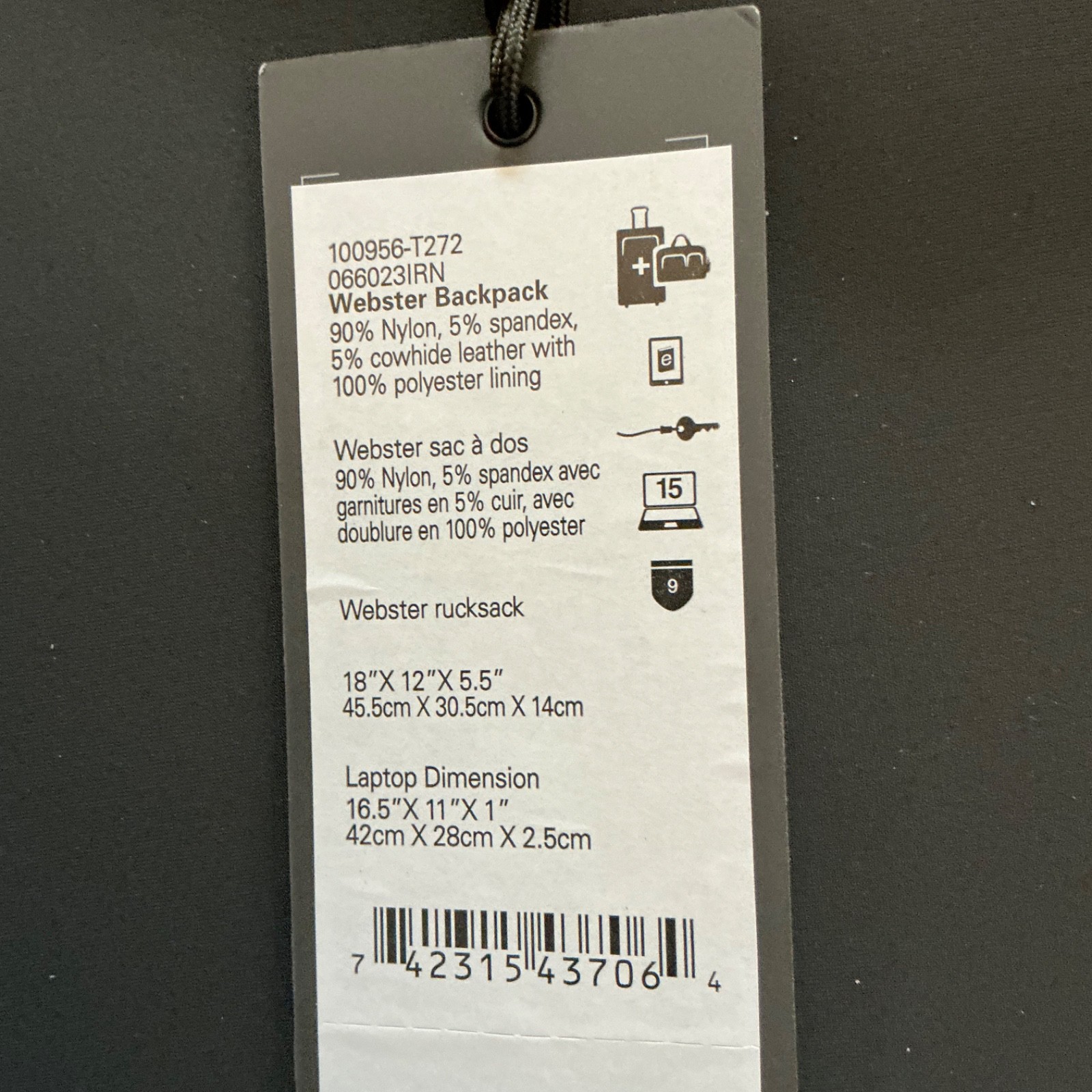 TUMI HARRISON WEBSTER BACKPACK / BACK PACK, GRAY … - image 10