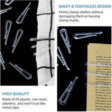 200 Pcs Clear Plastic U Shape Alligator Clips Folding Clip for Shirt Pants Ti...