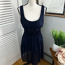 OC OLEG CASSINI Womens Dress 100% Silk Blue Chiffon Empire Waist Formal | 10