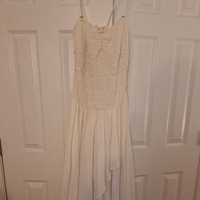 FREE PEOPLE SPARKLING MOMENT TIERED SMOCKED  IVORY EGRET MIDI DRESS M  $98.00