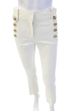 Derek Lam 10 Crosby Womens Cotton Gold Tone Button Detail Pants White Size 2