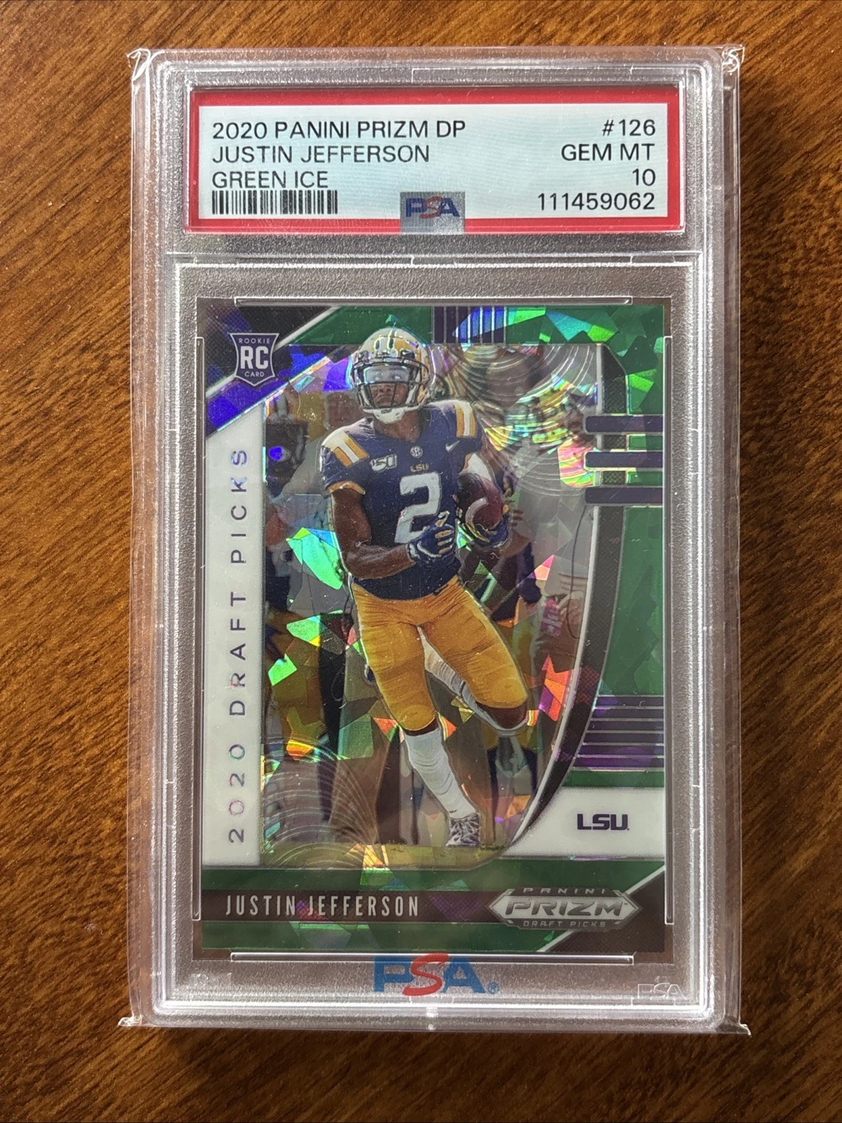 Justin Jefferson Panini Prizm Draft Picks #126 Green Ice