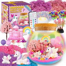 Unicorn Terrarium Craft Kit for Kids with LED Night Light Remote and Color Modes