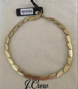 NWT-JCrew-Oval-Necklace-Brushed-Gold-Classic