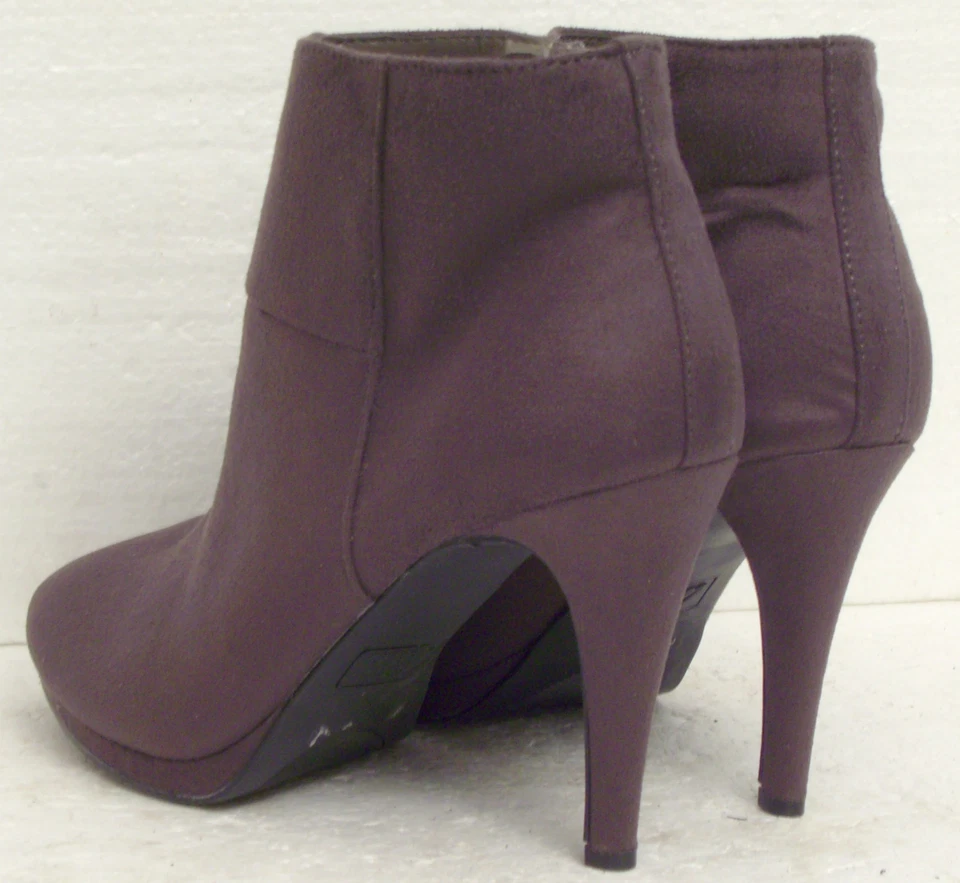 Dunkelgraue Damen Stiefelette, Wildlederoptik, High Heel - Gr. 40 - linea - Bild 4 von 4