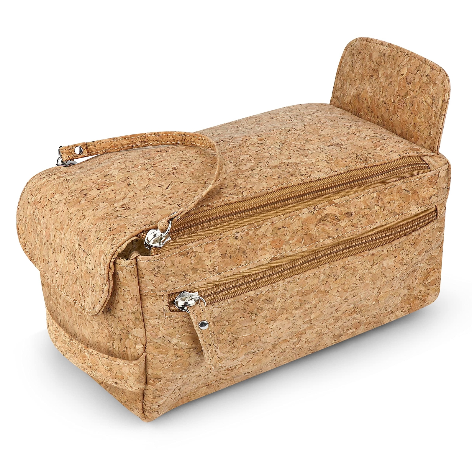 Denali Premium Cork Leather Compact Toiletry Bag - Sustainable Dopp Kit for M...