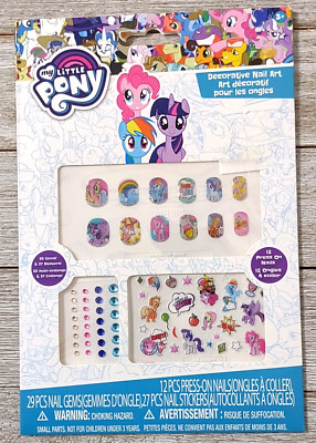 My Little Pony 68 Piece Press on Nail Art Gems Stickers Kids Decorative 