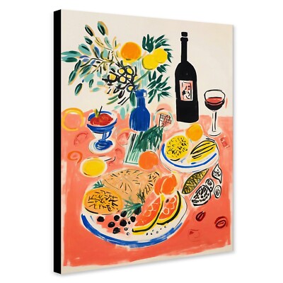 Stillleben Küche Wandbild Raoul Dufy Stil - gerahmter Wandbilddruck auf Leinwand