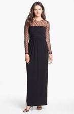 Eliza J Illusion Yoke Jersey Maxi Dress Sz 10 Black