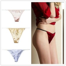 Women Pure Silk Briefs Underwear Thong Low Waist Underpant Knicker G-string Red