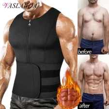 Men Sauna Suit Sweat Vest Waist Trainer Body Shaper Tank Top Compression Shirts