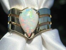 925 Sterling Silver 1.24Ct Pear Lab-Created Fire Opal Engagement Women's Ring