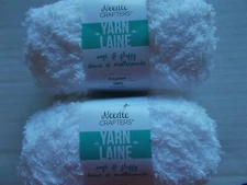 Needle Crafters Soft & Fluffy plush/fleece yarn, White, lot of 2 (40 yds ea)
